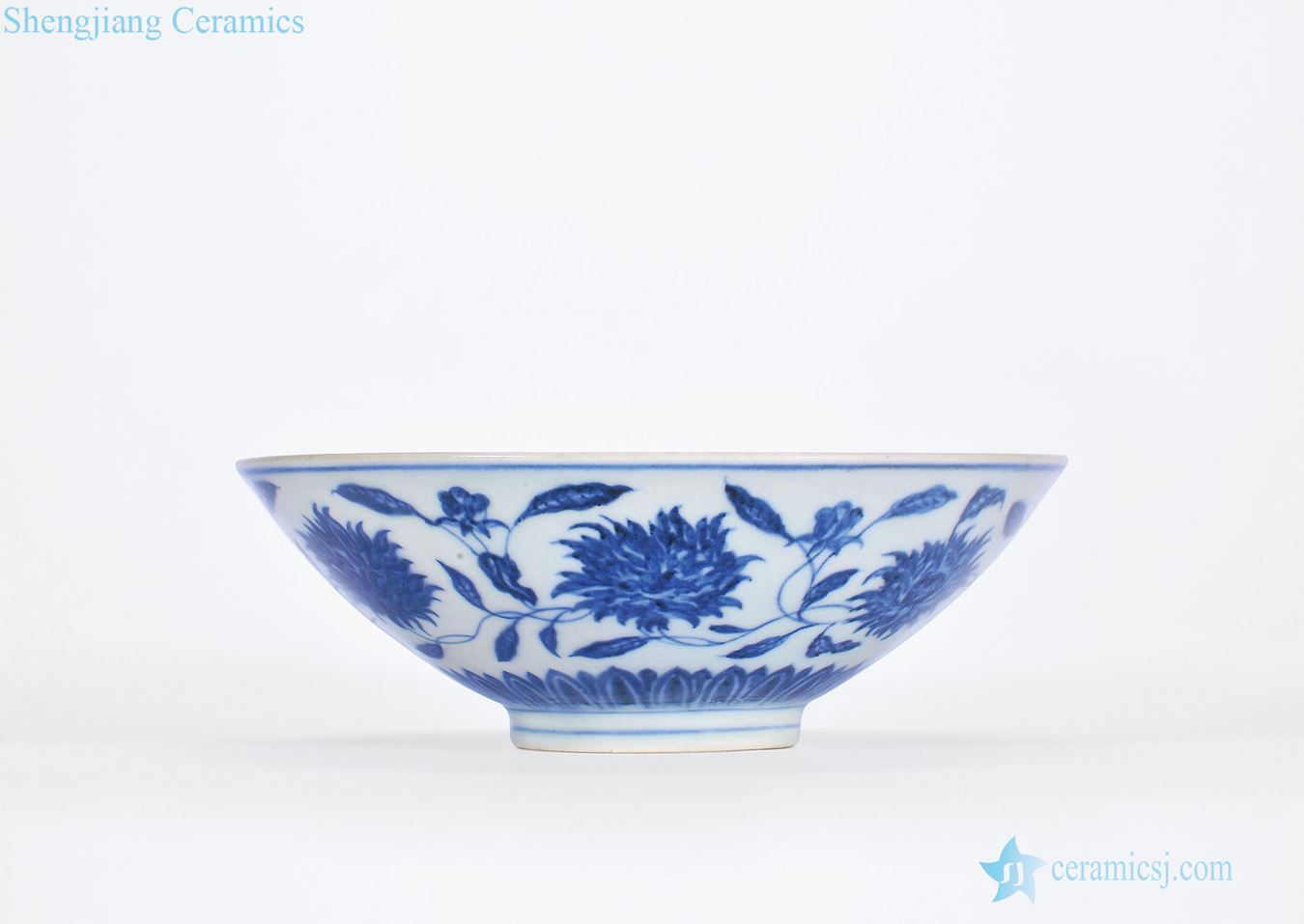 Ming xuande stamps in the blue and white lotus flower grain hat to bowl