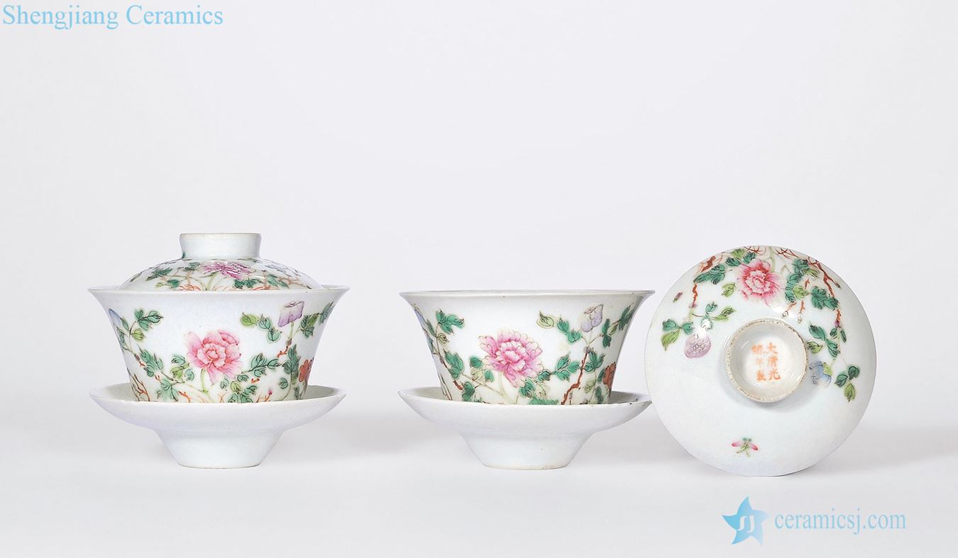 Pastel flowers lines tureen reign of qing emperor guangxu (a)