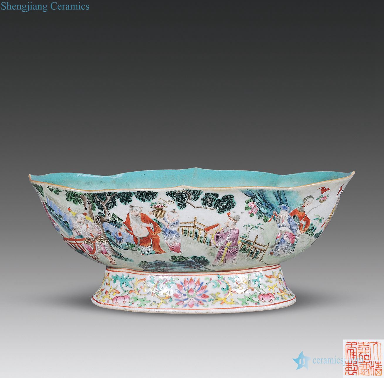 Qing jiaqing pastel figure compote the eight immortals