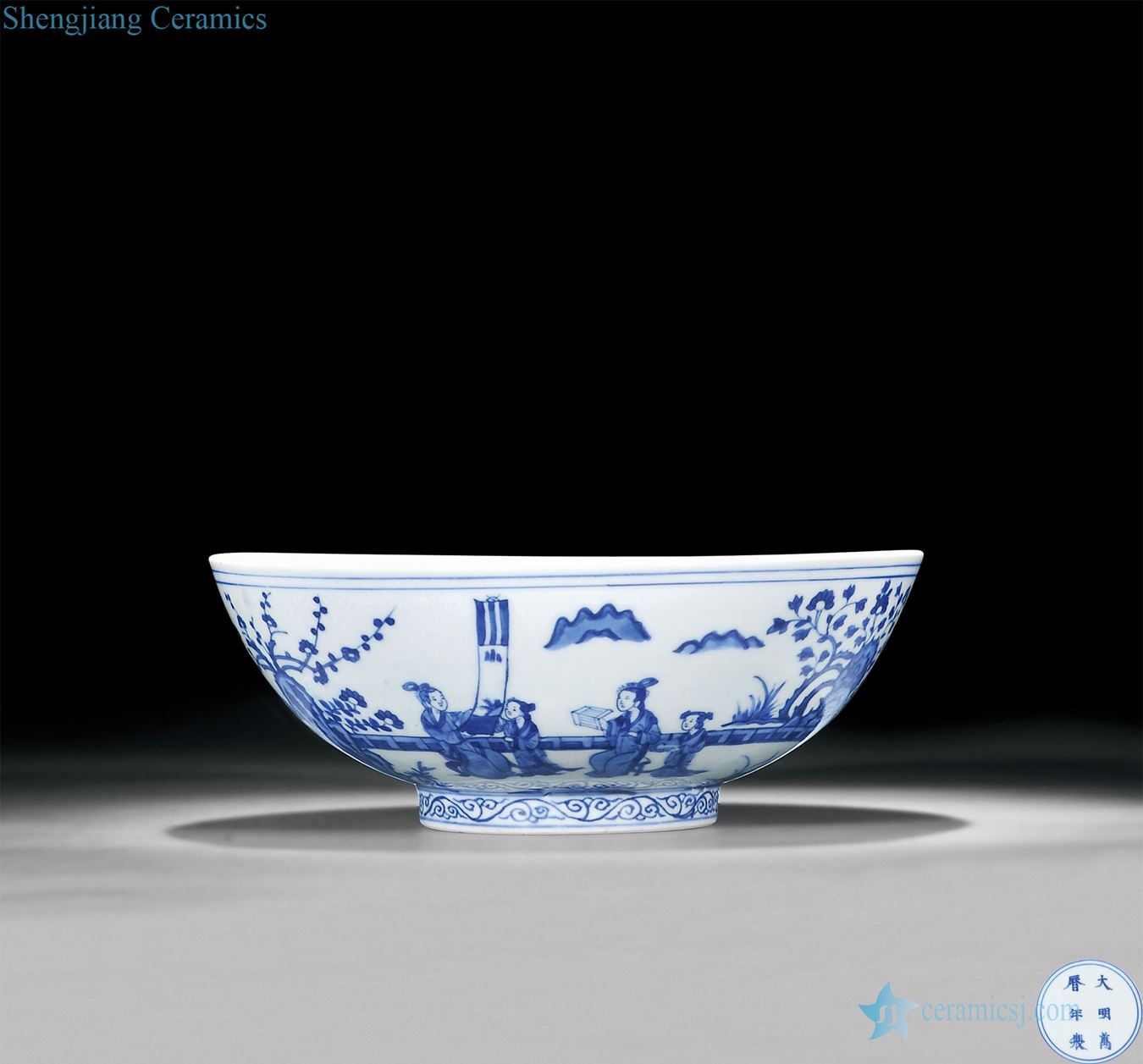 Ming wanli Blue and white piano chess calligraphy and painting had big bowl