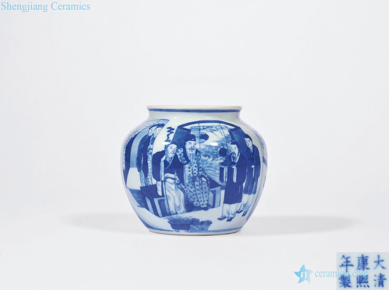 In late qing dynasty Blue and white big prosperous figure can also stories of life test