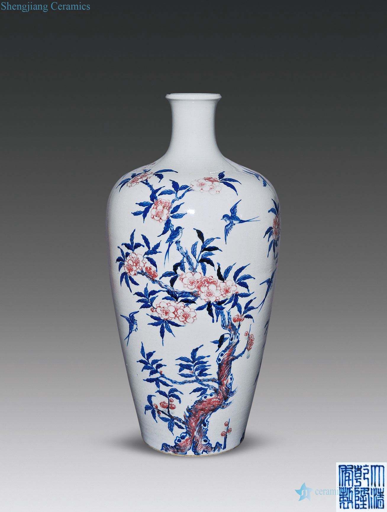 Mid qing Blue and white youligong ChunYan figure large bottle