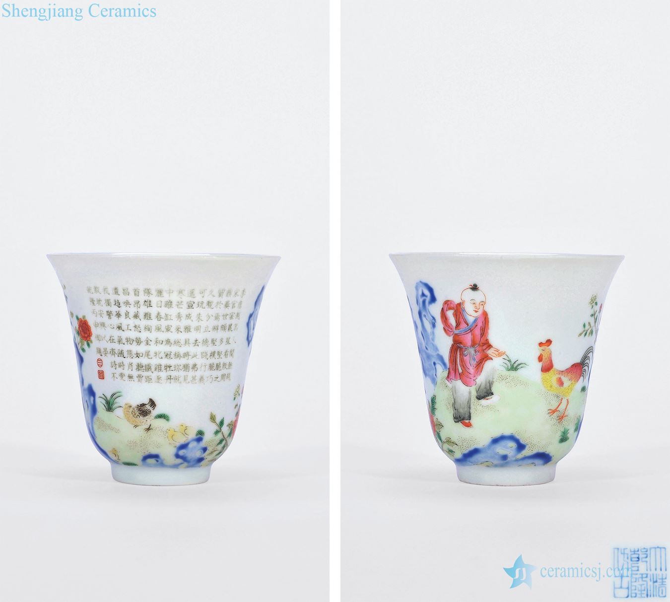 In late qing - chicken powder enamel cylinder cup of the republic of China