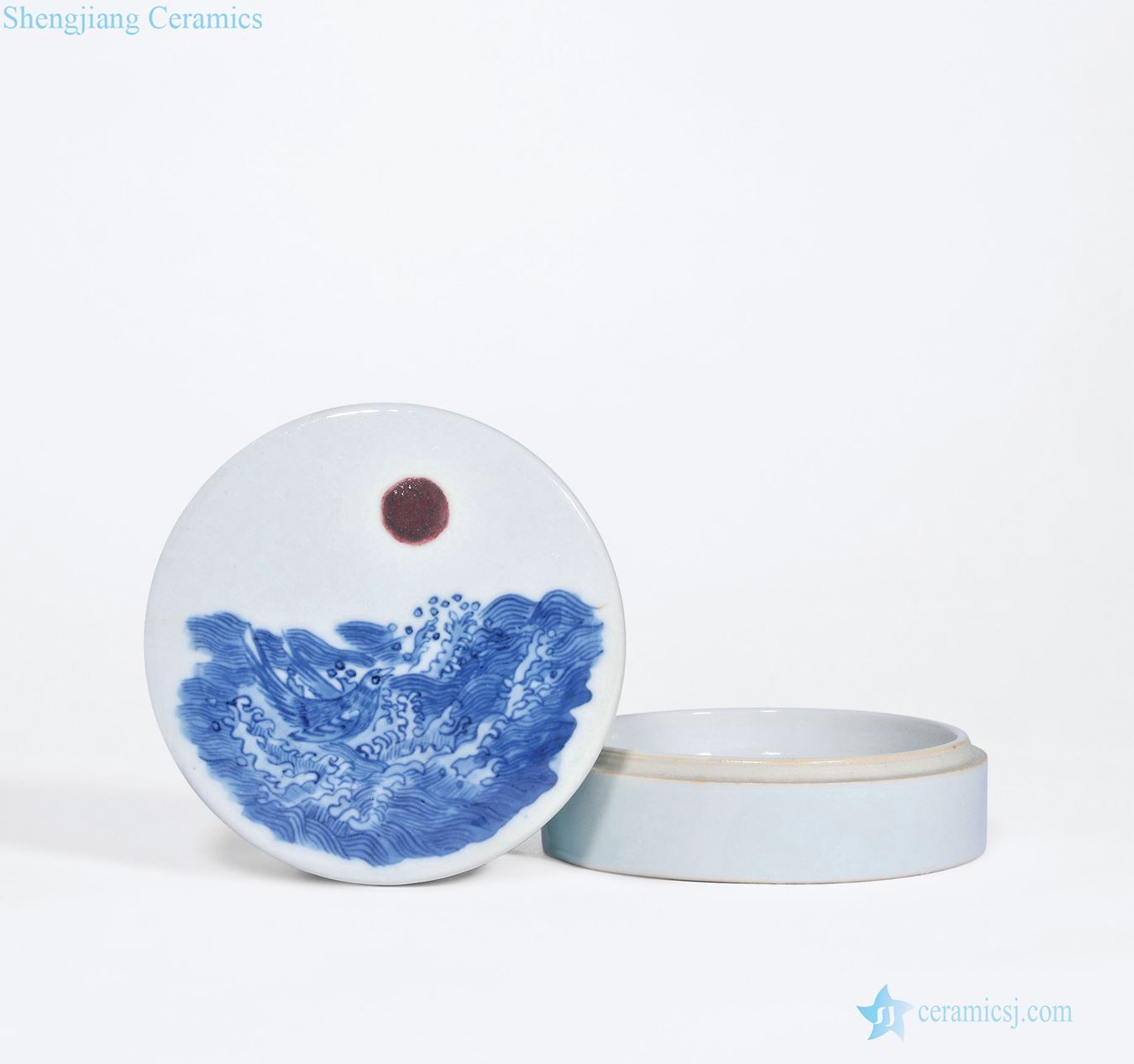 In late qing dynasty Blue and white youligong red sea days bath tougue box
