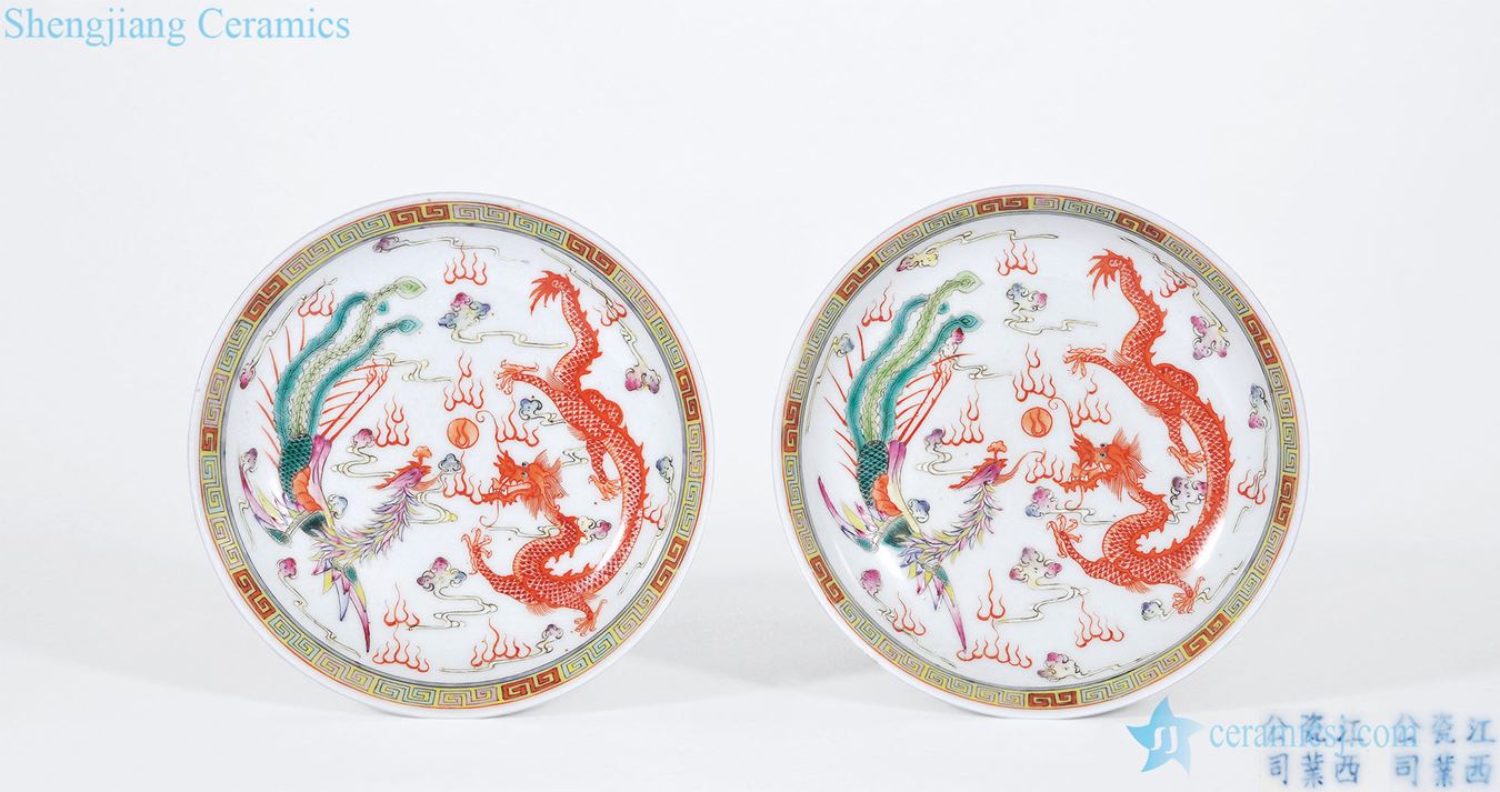 In late qing - pastel longfeng tray of the republic of China (a)