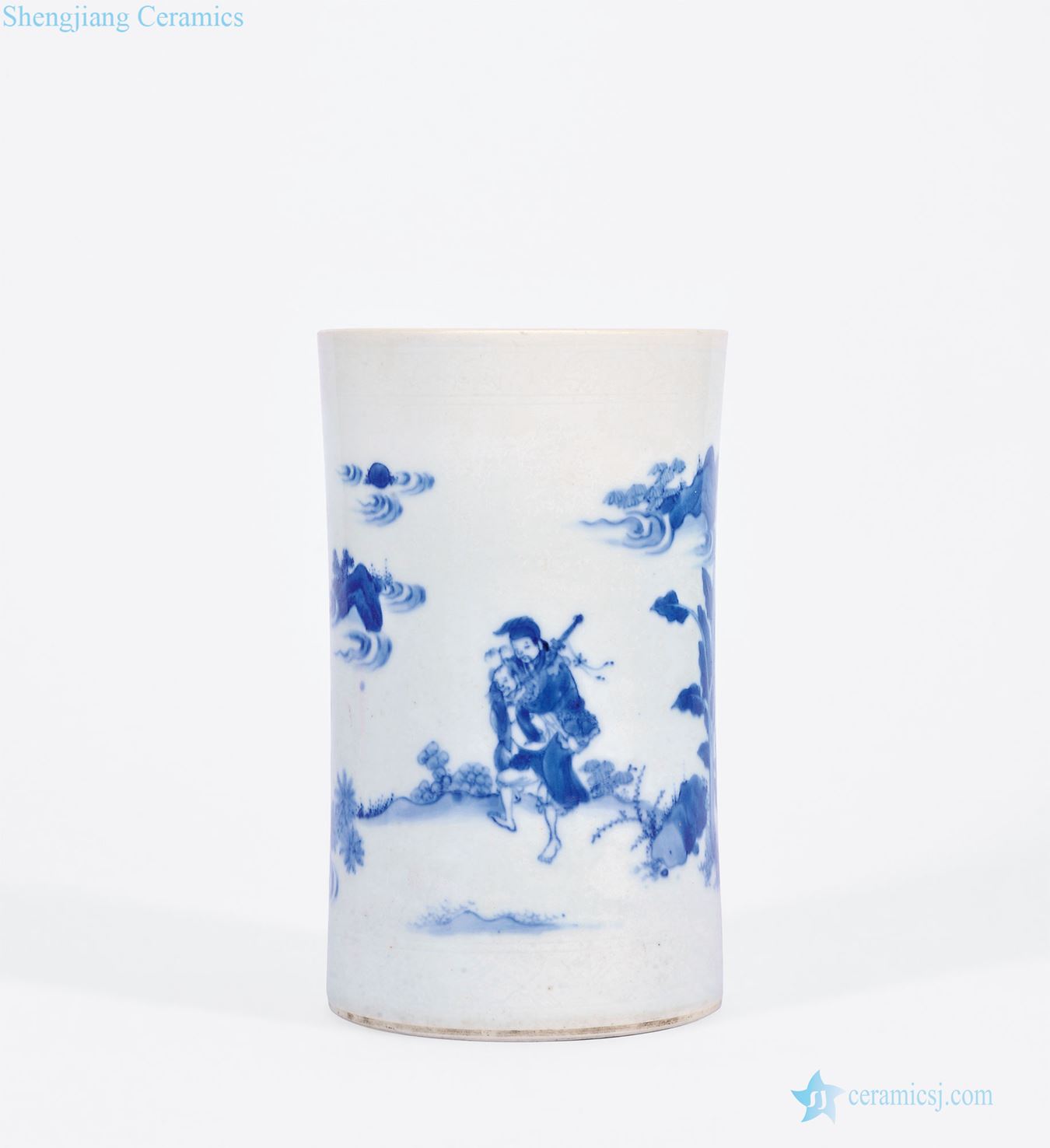 Ming chongzhen Blue and white lu dongbin three degrees south of the city of immortal character tattoo pen container