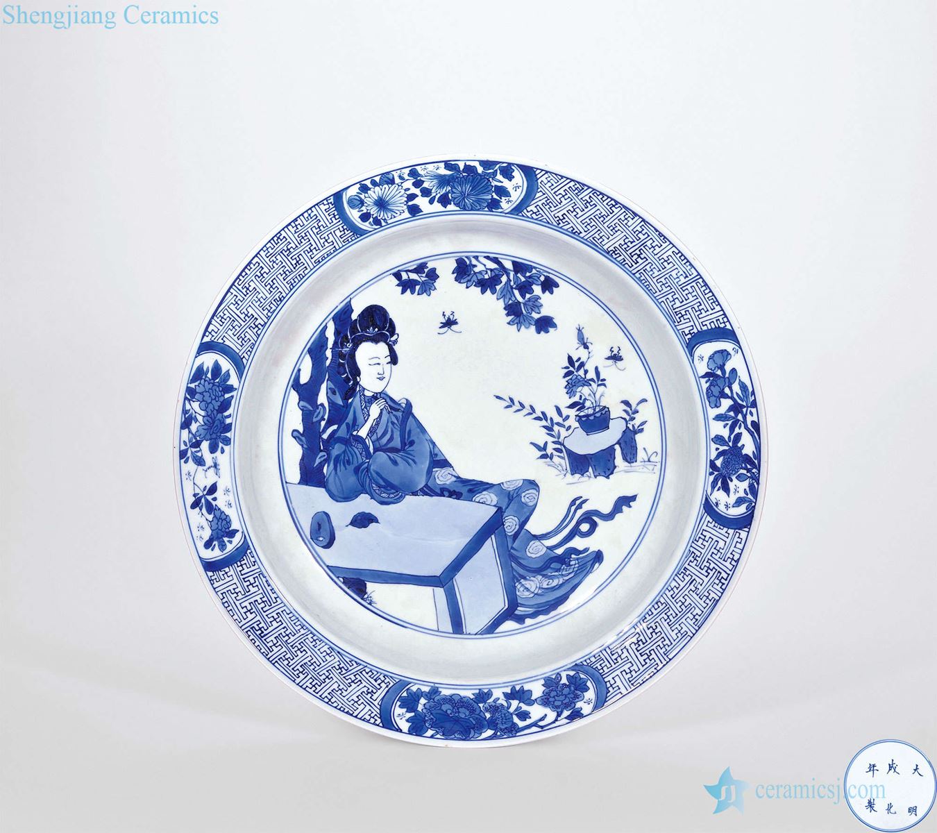 The qing emperor kangxi Blue and white had to fold along the broader market