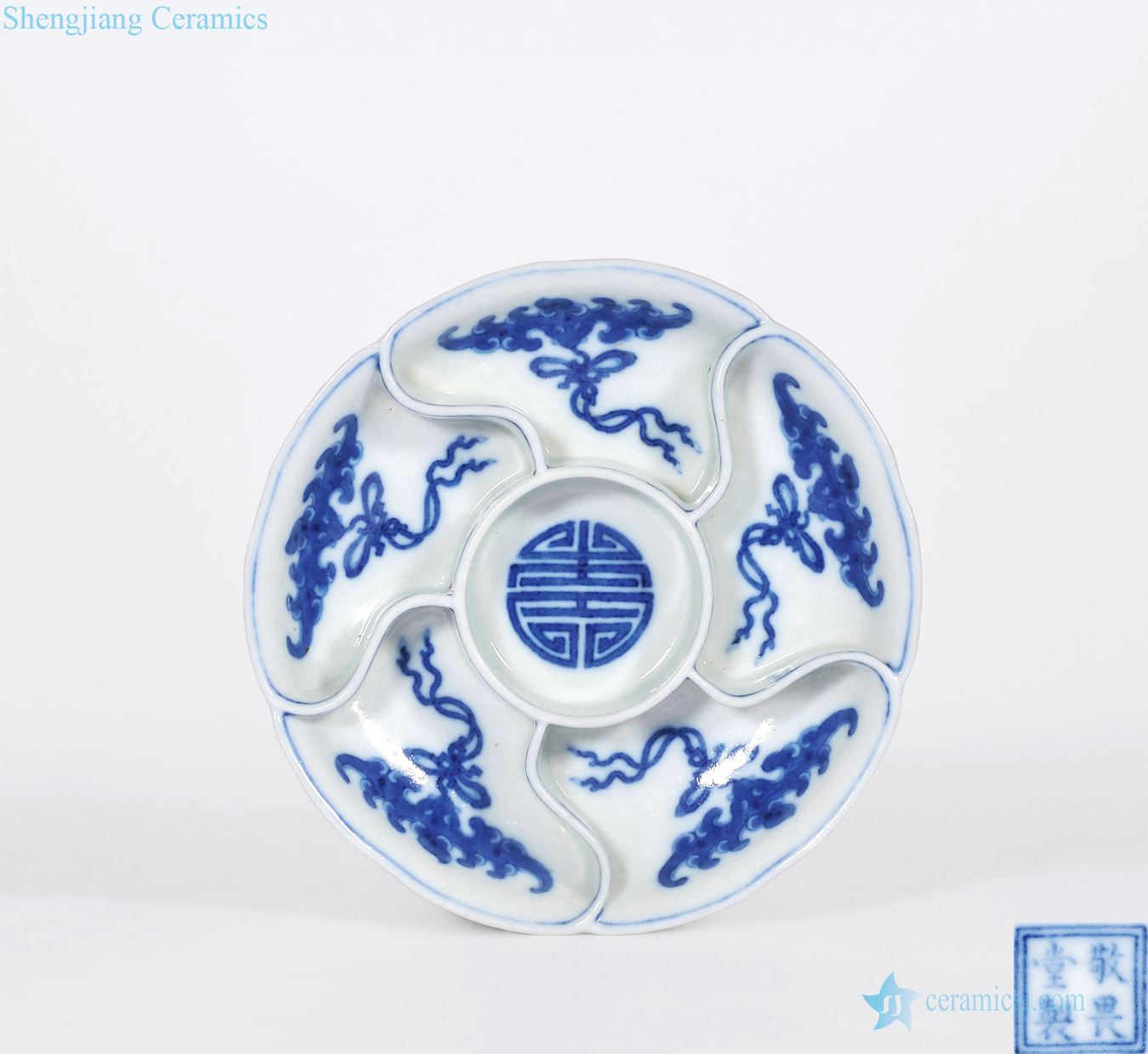 Mid qing Blue and white lotus flower live lines palette