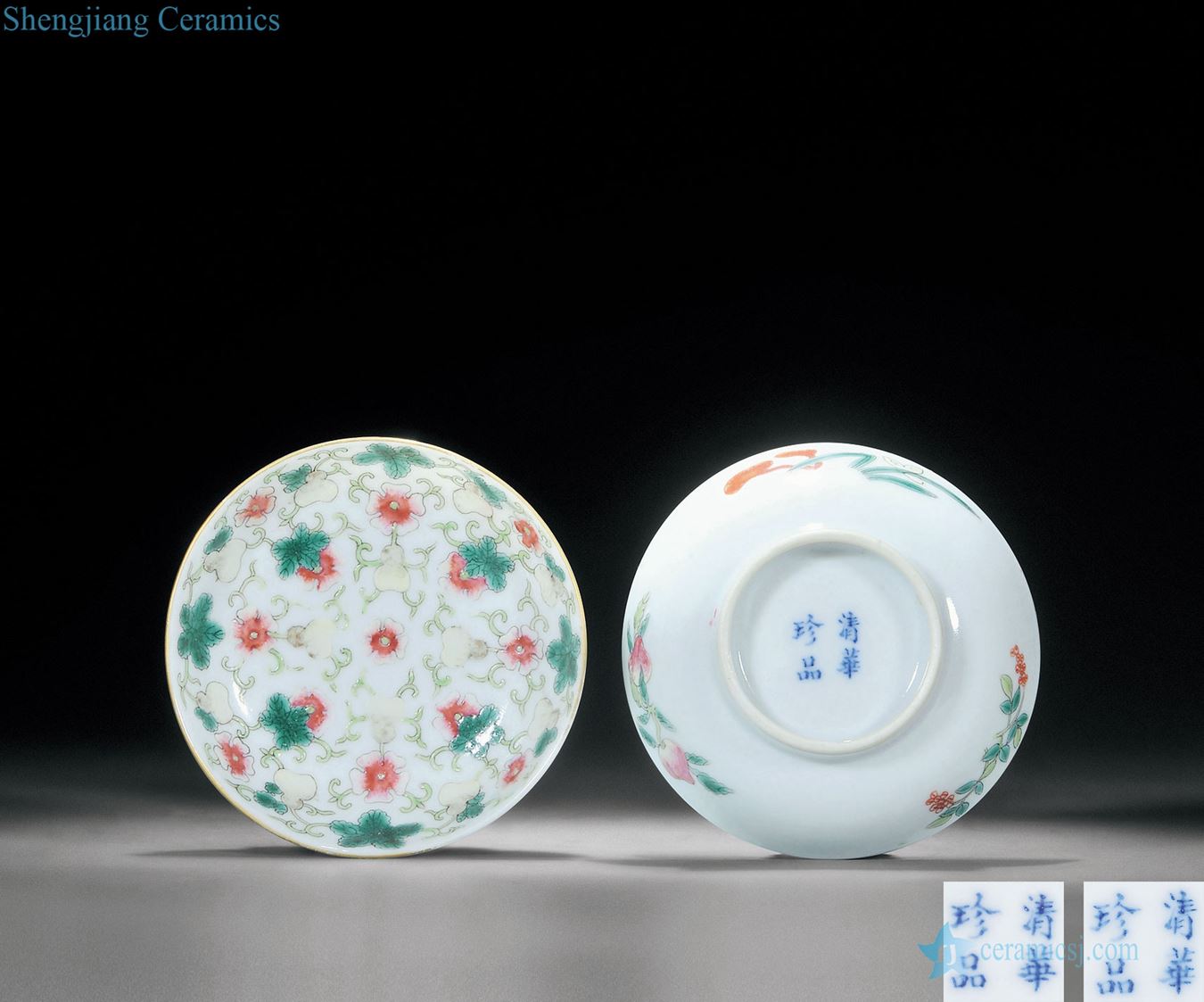 In late qing dynasty Pastel ferro generation ten thousand caps (a)