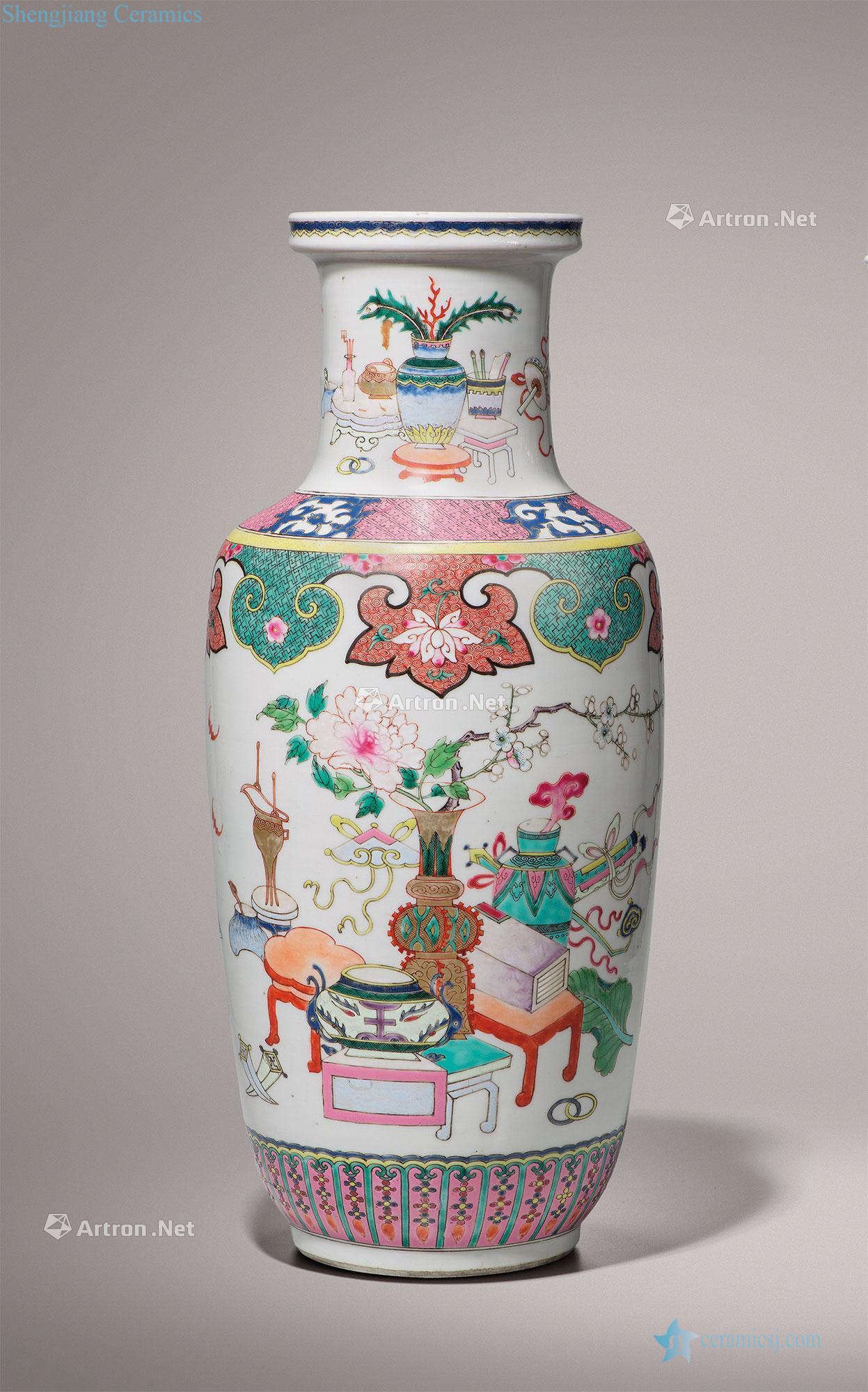 Qing yongzheng pastel antique wooden stick bottle