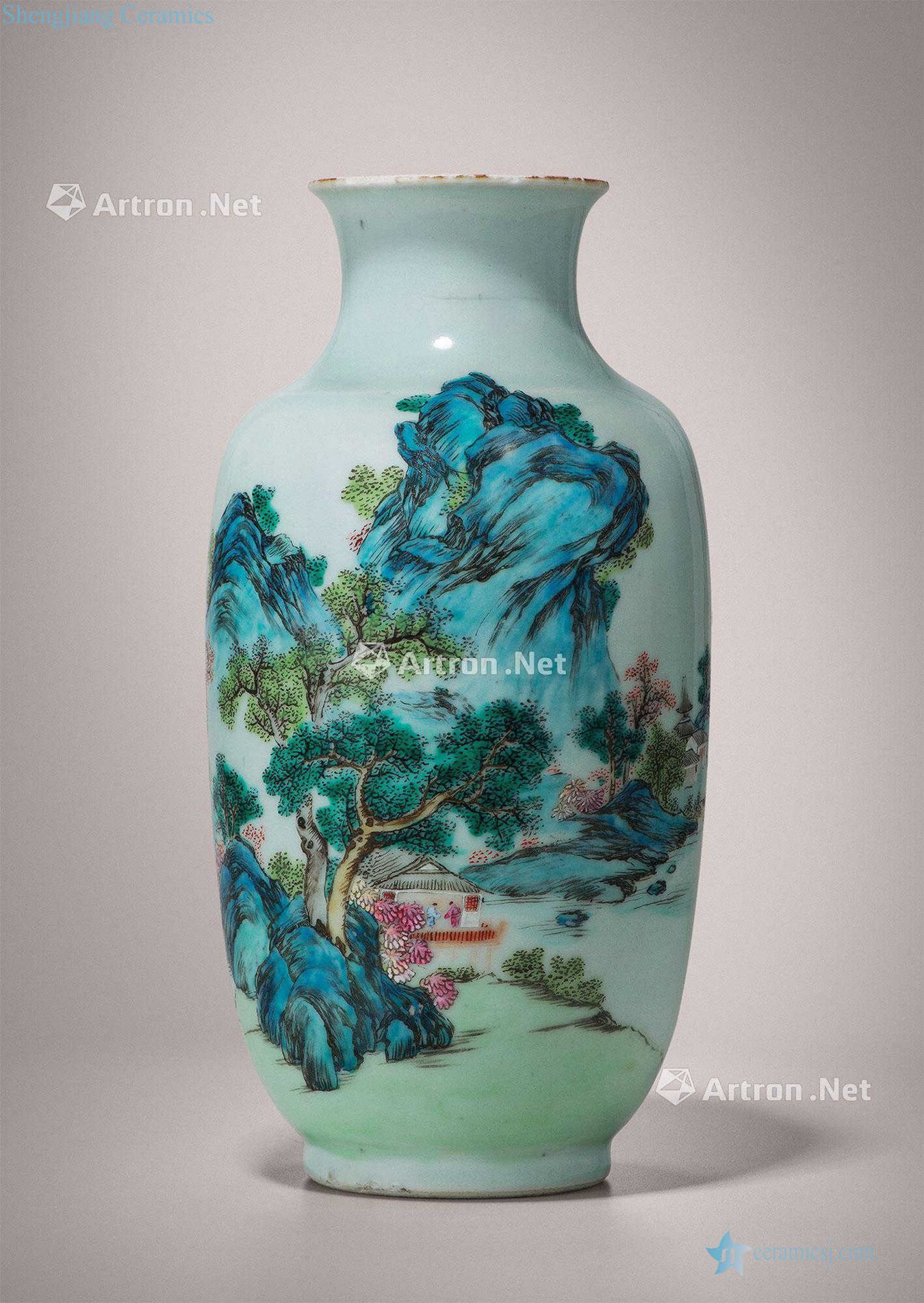 Qing in the eighteenth century Pastel landscape character lines lantern
