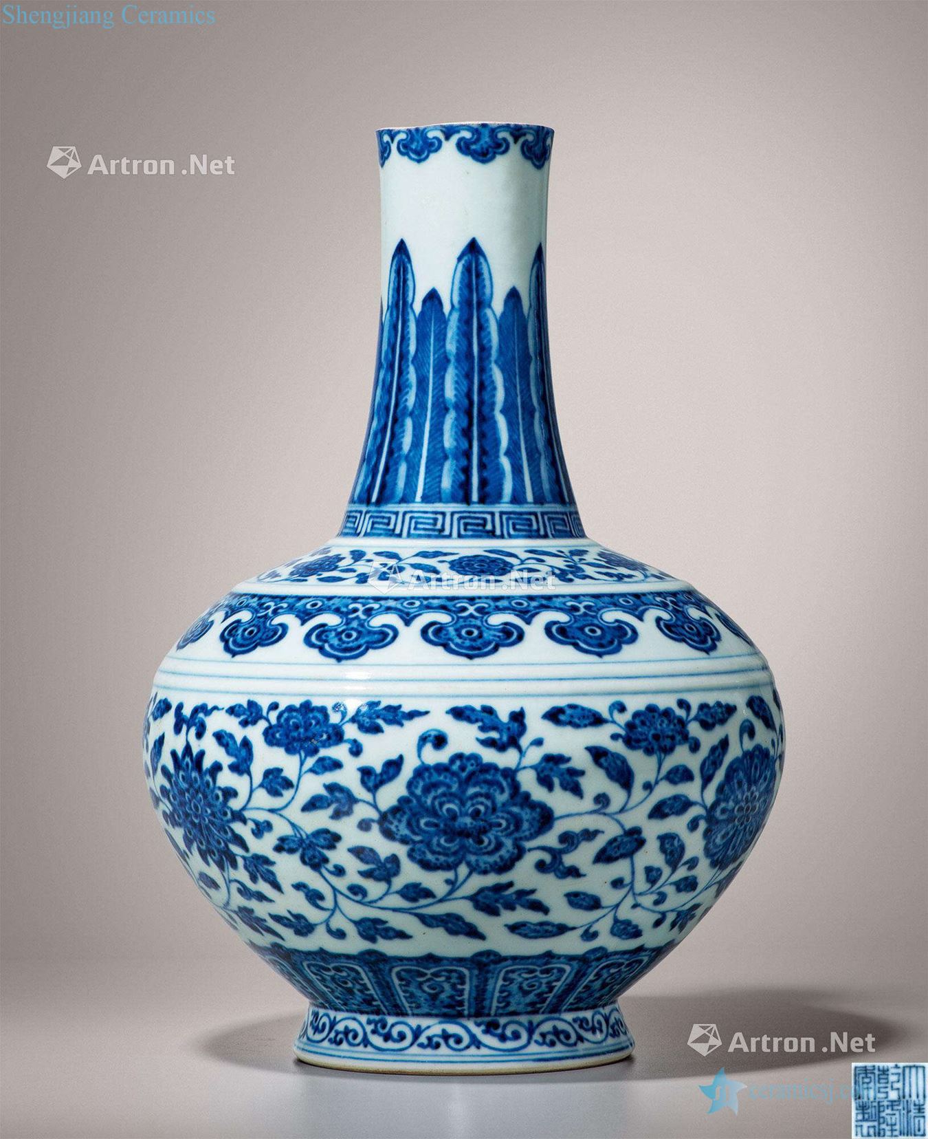 Qing qianlong Blue and white lotus flower tattoo design