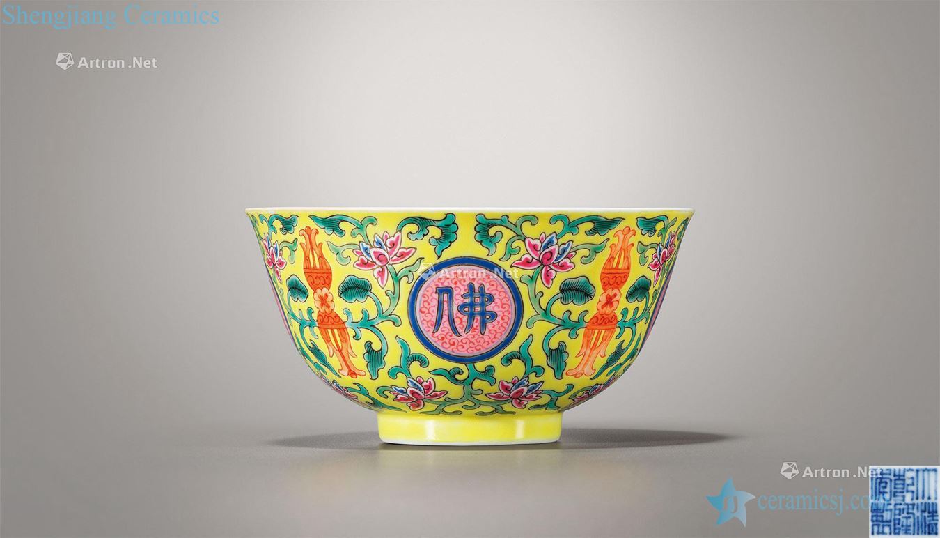 Qing qianlong the colors lotus flower medallion "Buddha" Ming daily grain bowl