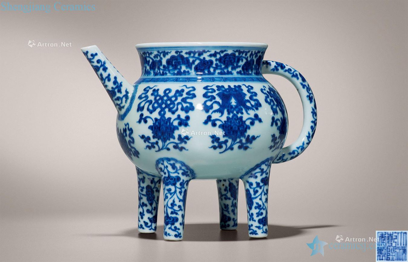 Qing qianlong Eight auspicious grain He pot of blue and white