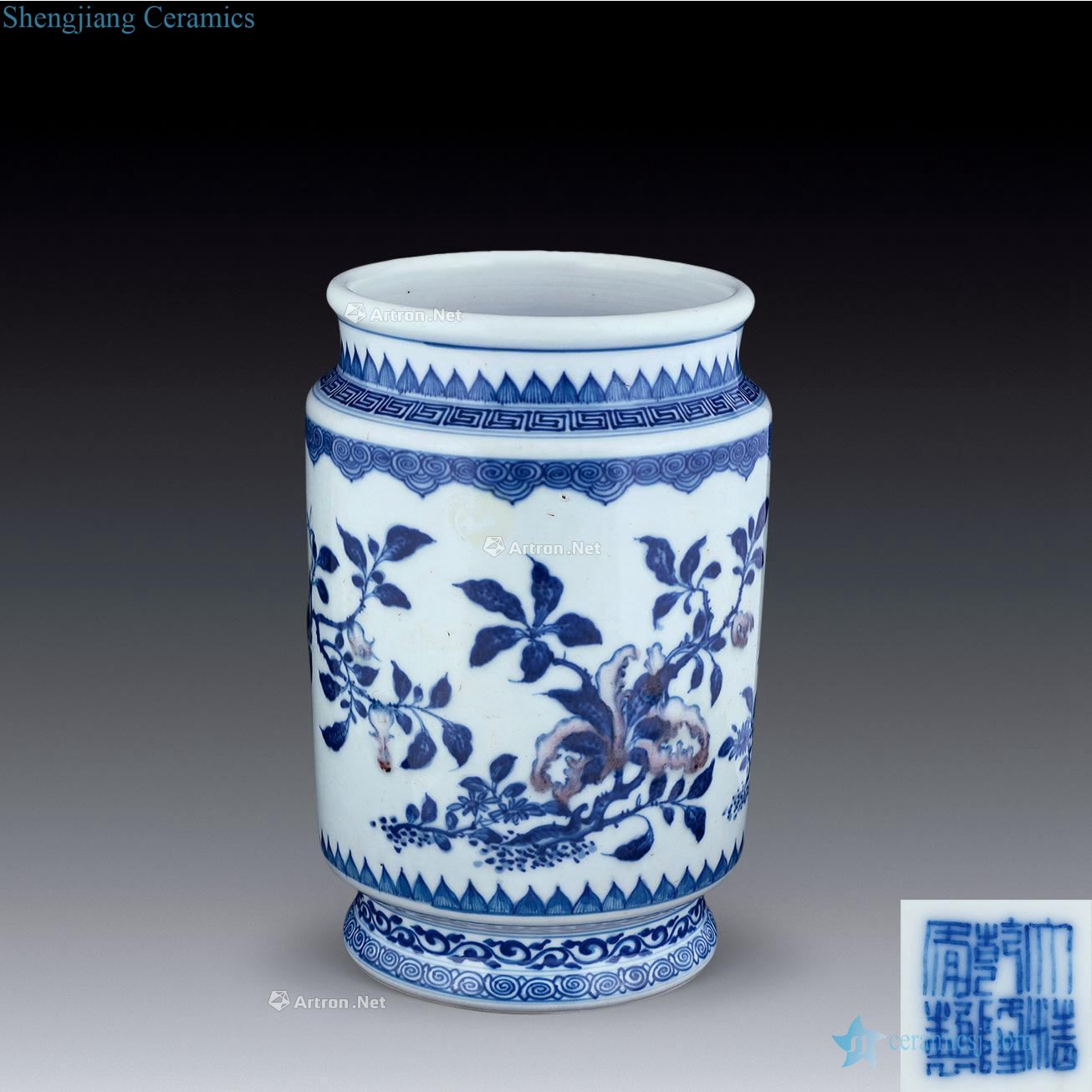 Qing qianlong Blue and white youligong sanduo zhuang cans