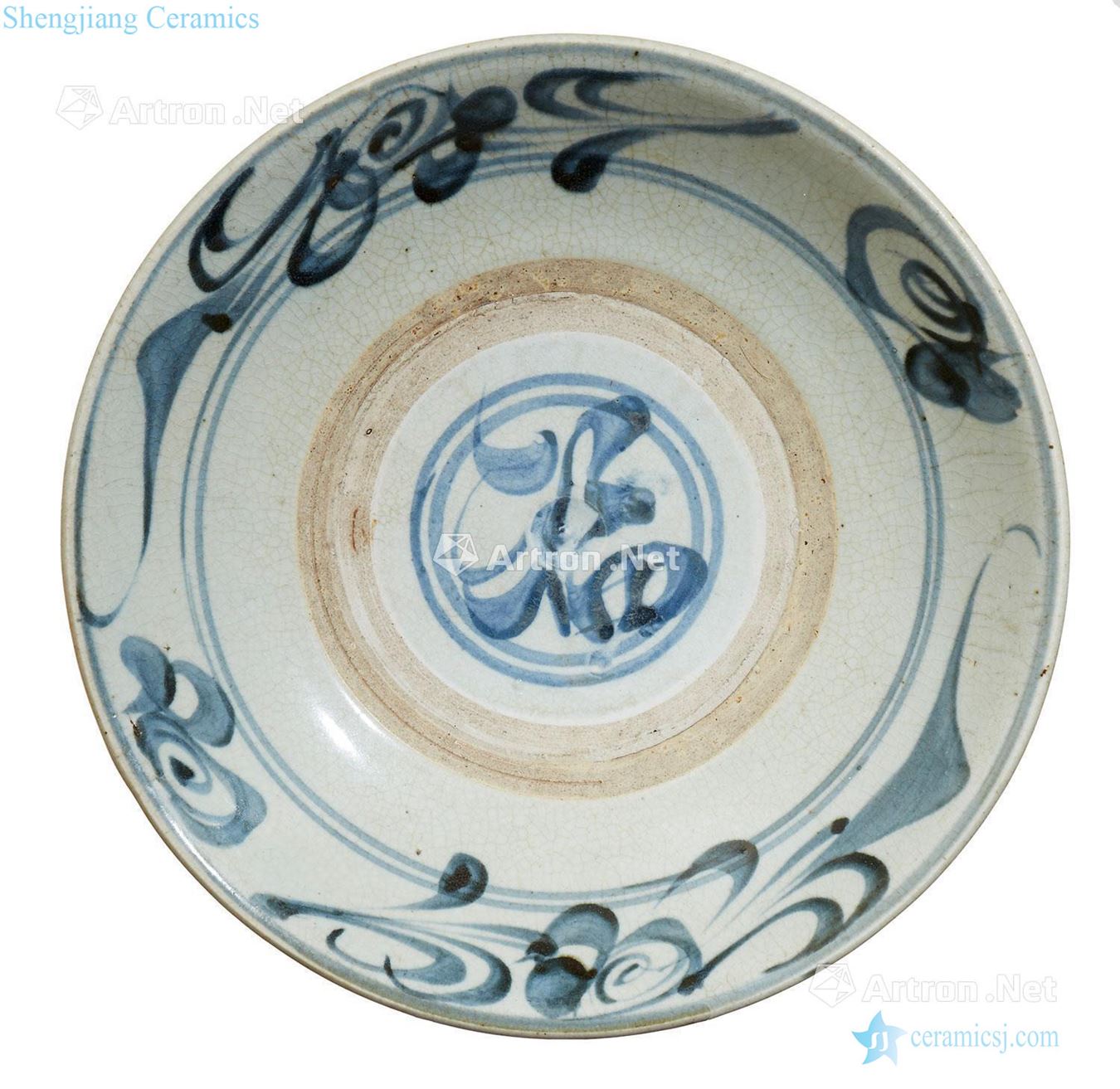 A CHINESE ZHANGZHOU BLUE AND WHITE PORCELAIN DISH