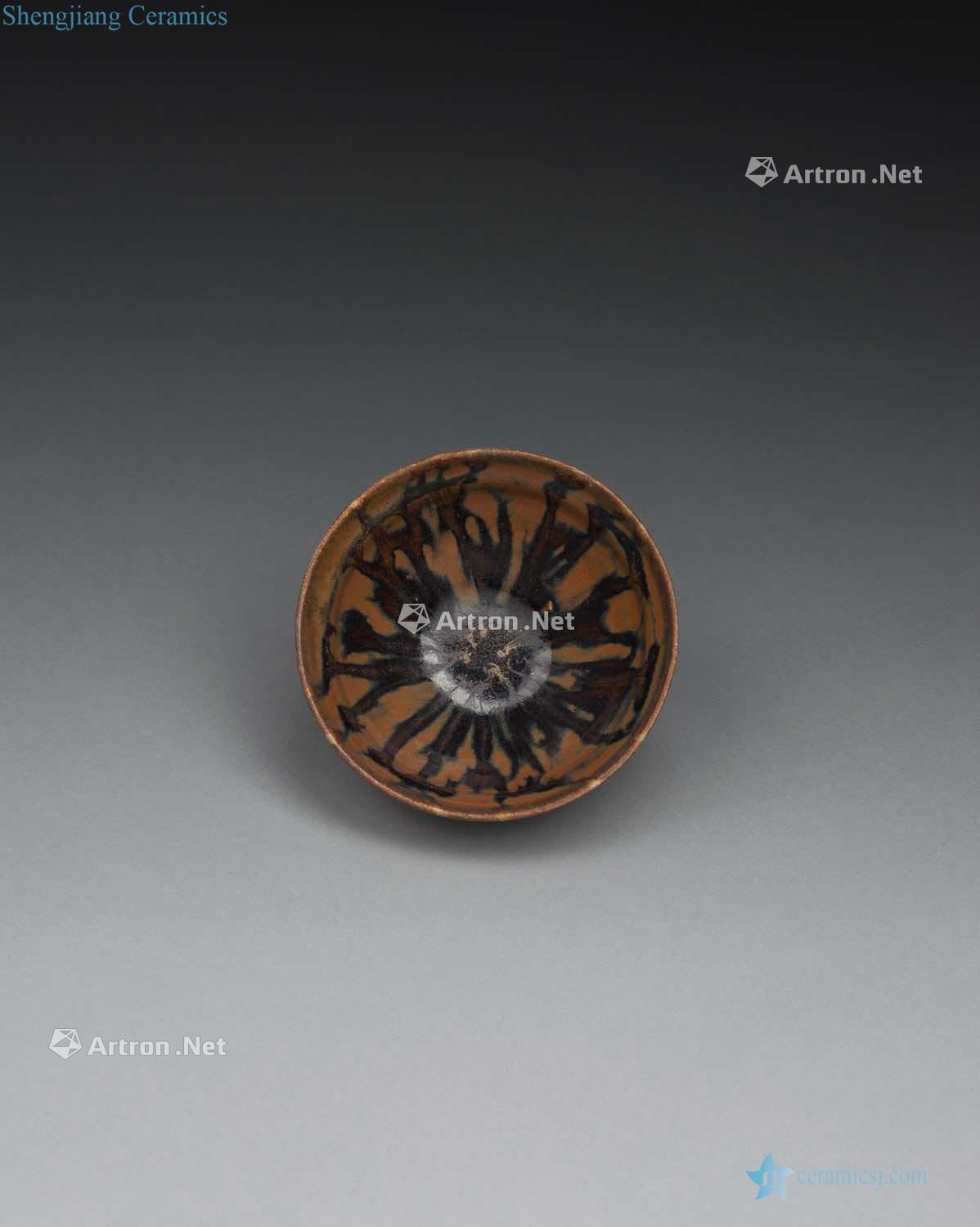 The song dynasty Sichuan black glazed bowl iron rust stain