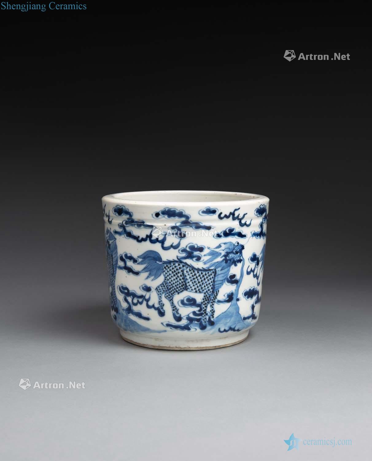 Qing guangxu Blue and white pen container