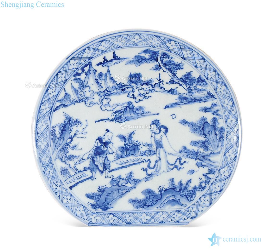 Ming dynasty Blue and white grain porcelain plate characters