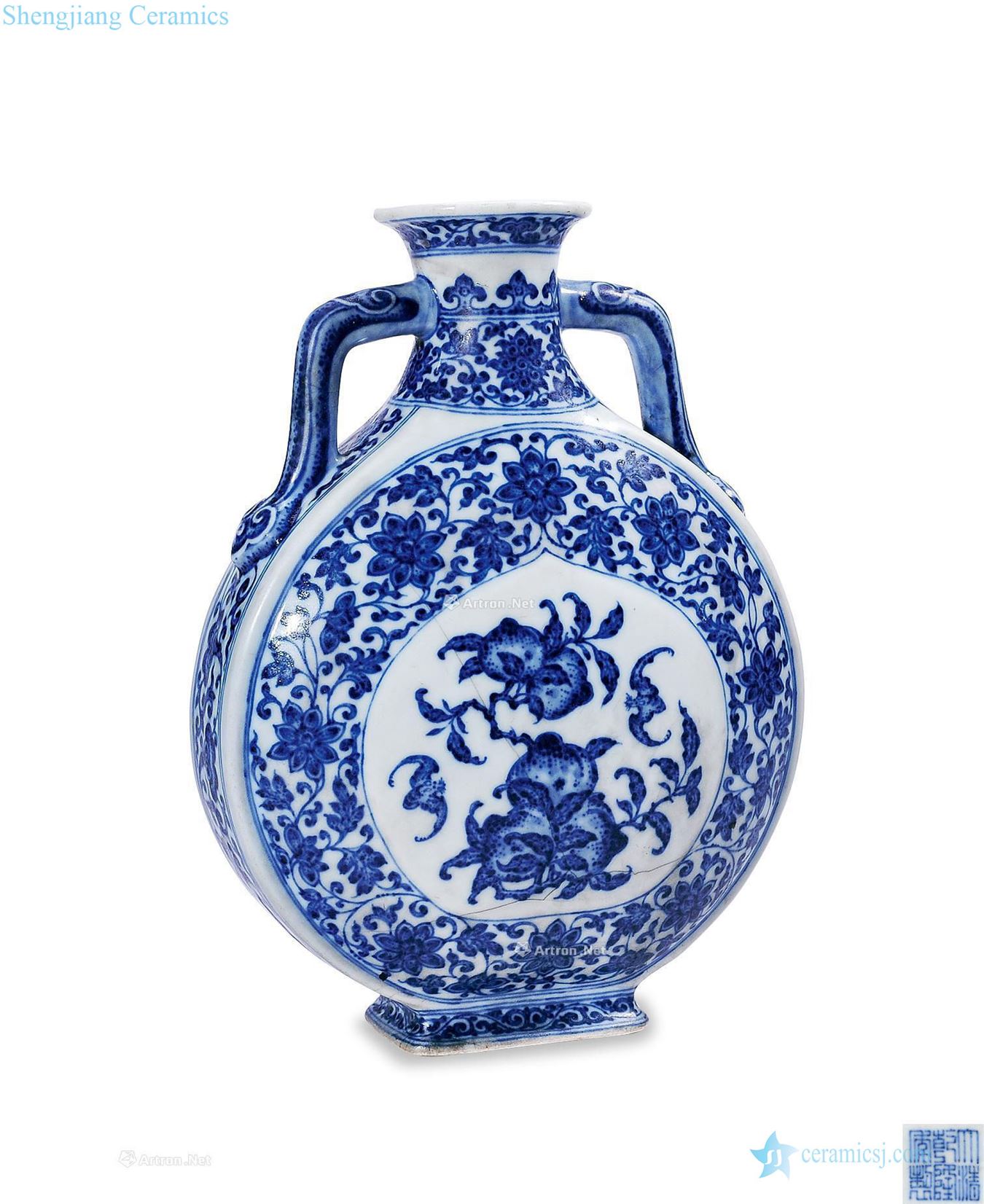 Qing qianlong Blue and white live lines on bottles