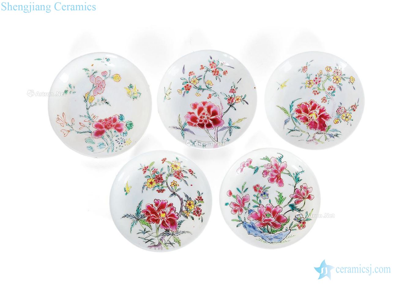Qing yongzheng pastel flowers grain disc (group a)