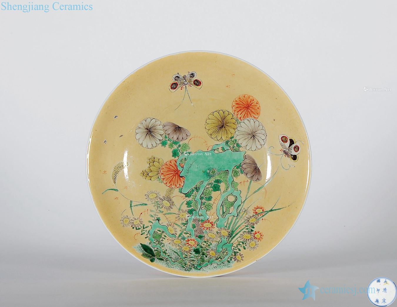The qing emperor kangxi Yellow colorful recent plants tray