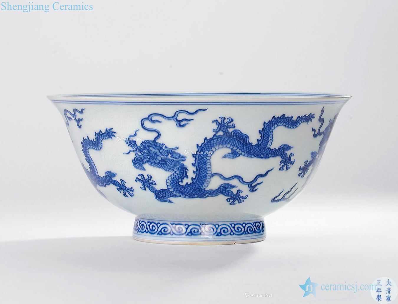 Qing yongzheng Blue sea dragon big bowl