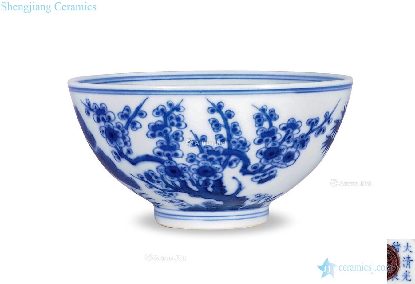Qing guangxu Blue and white figure bowl of sanqing