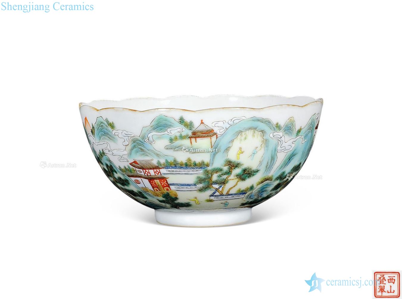 Figure bowl clear pastel landscape