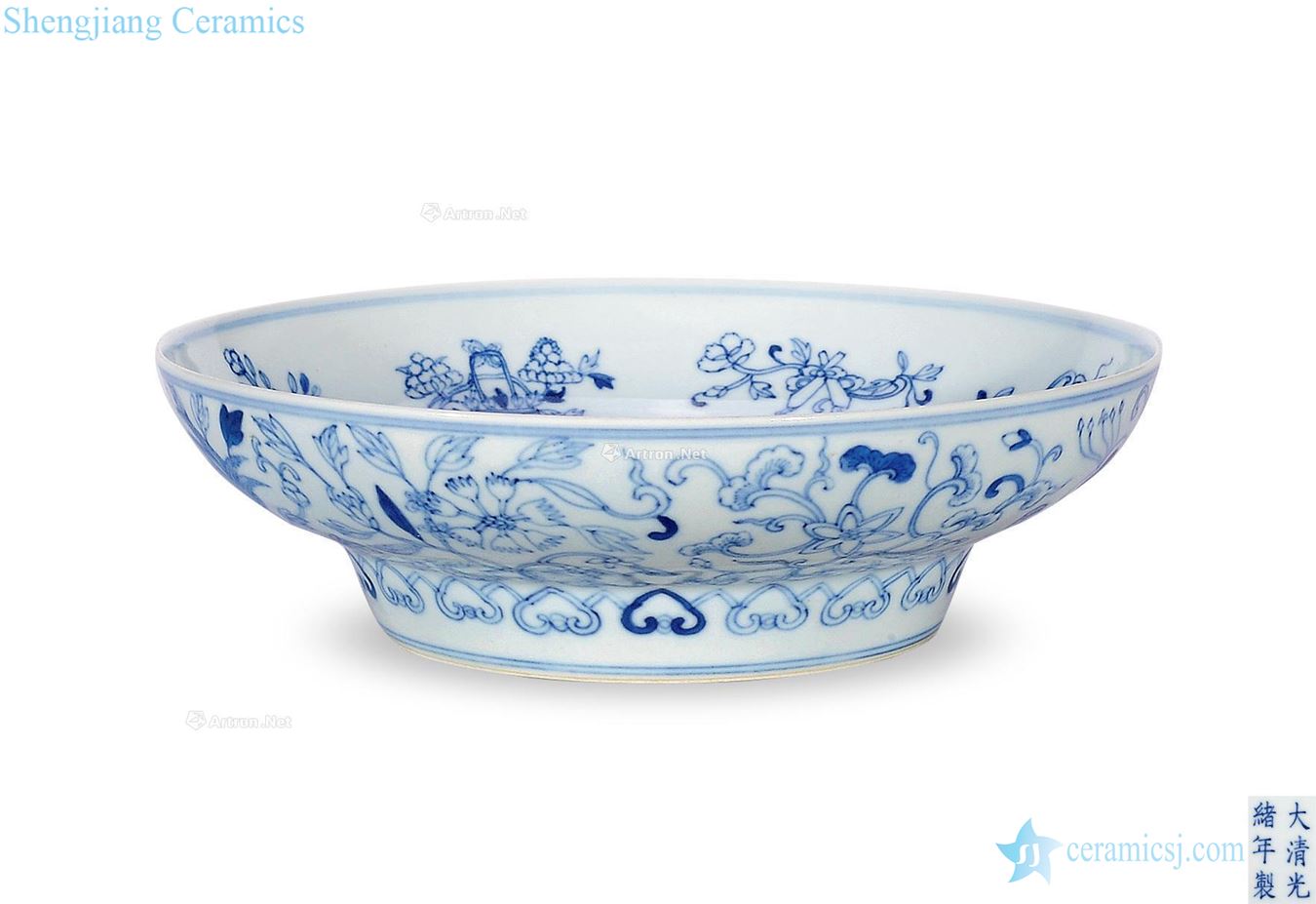 Qing guangxu Blue and dark the eight immortals tray