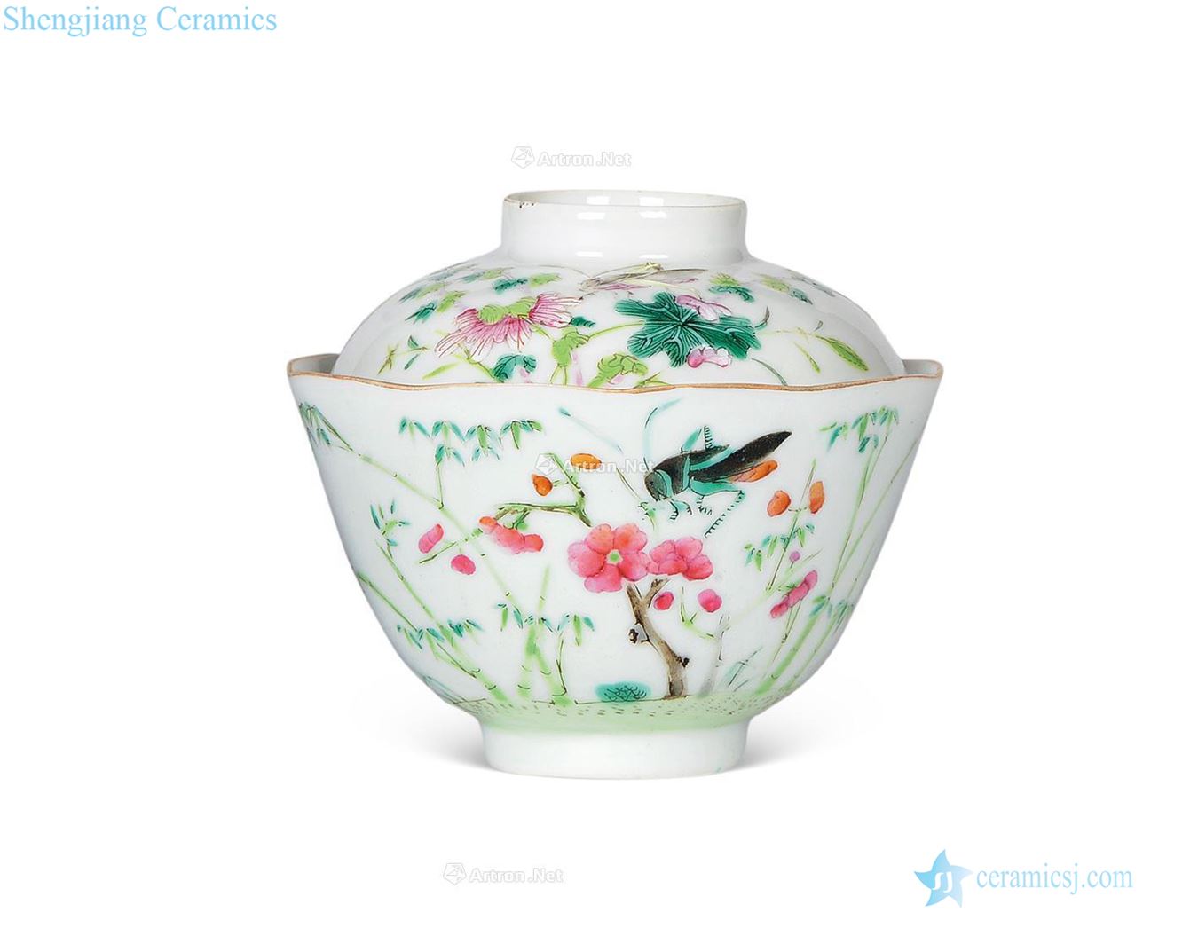 Clear light pastel grain grasses and flowers tureen