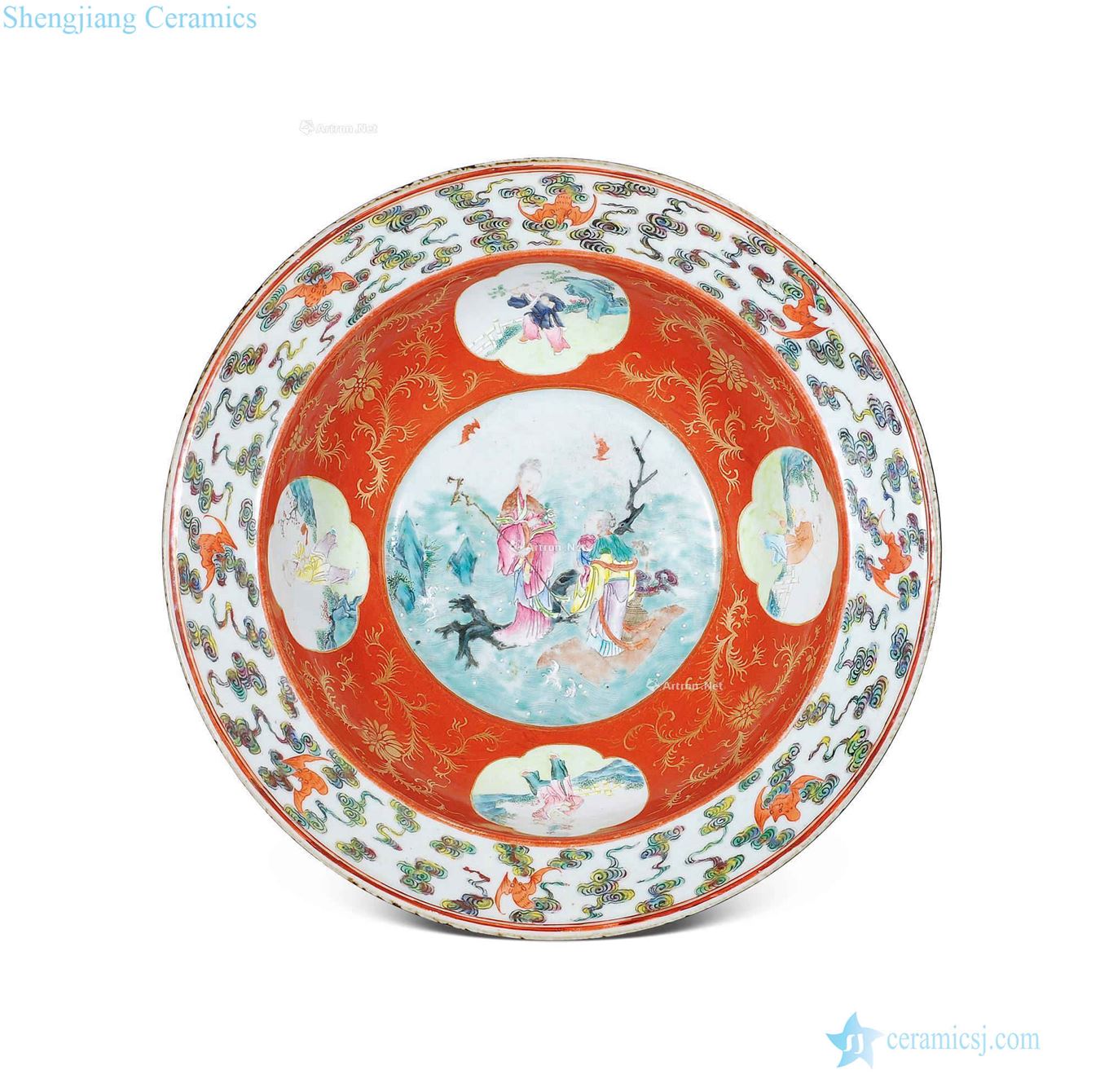 Qing qianlong pastel medallion fold along the basin