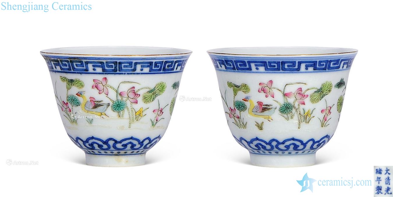 Qing guangxu Blue and white enamel cup (a)