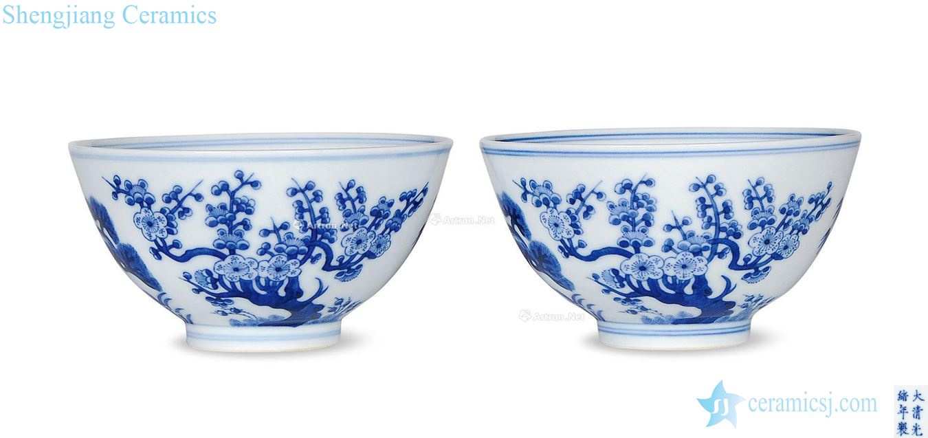 qing Blue and white poetic figure bowl (a)