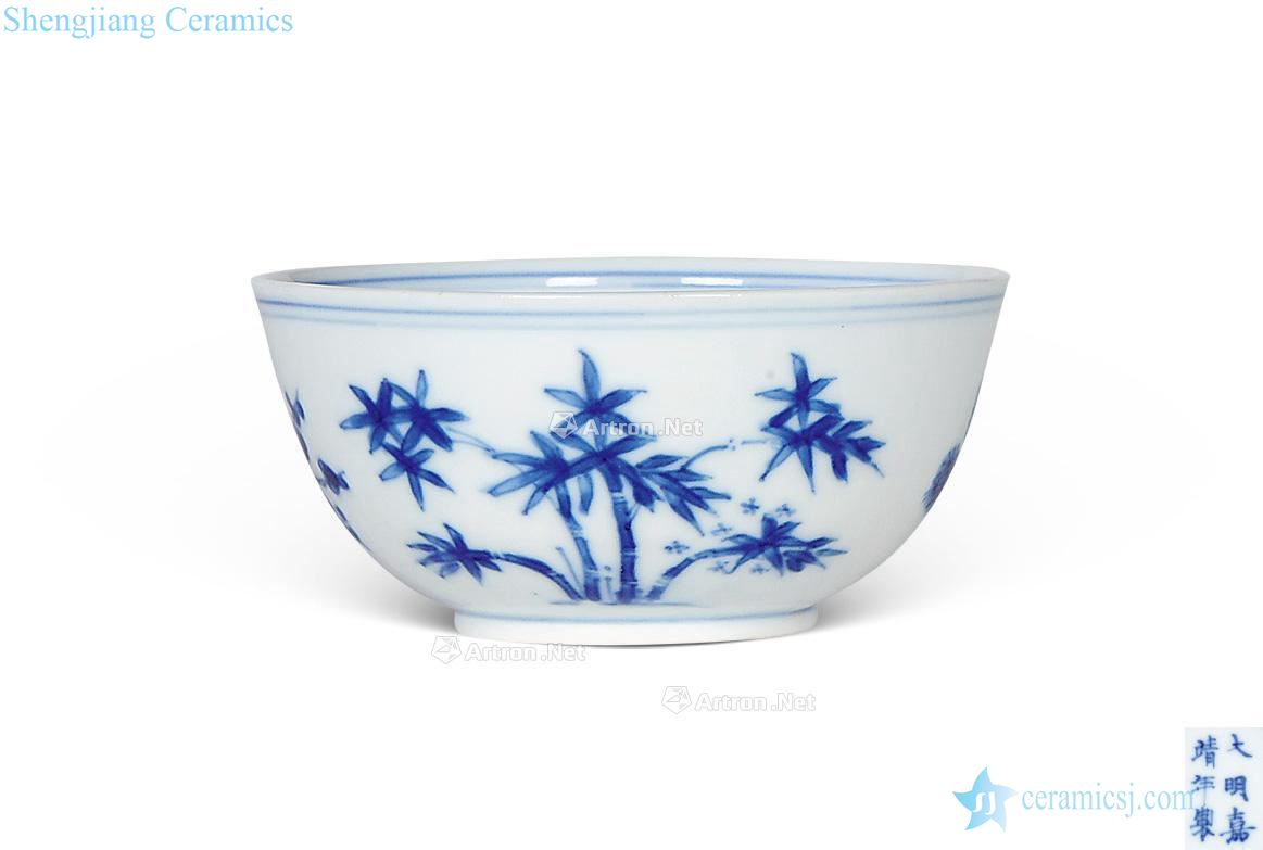 The qing emperor kangxi Blue and white sanqing figure cup