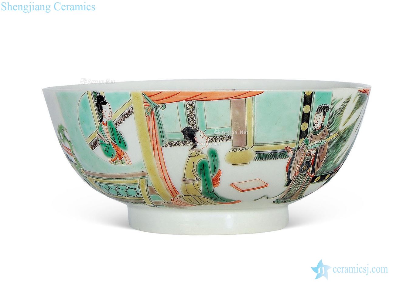 The qing emperor kangxi green-splashed bowls colorful characters