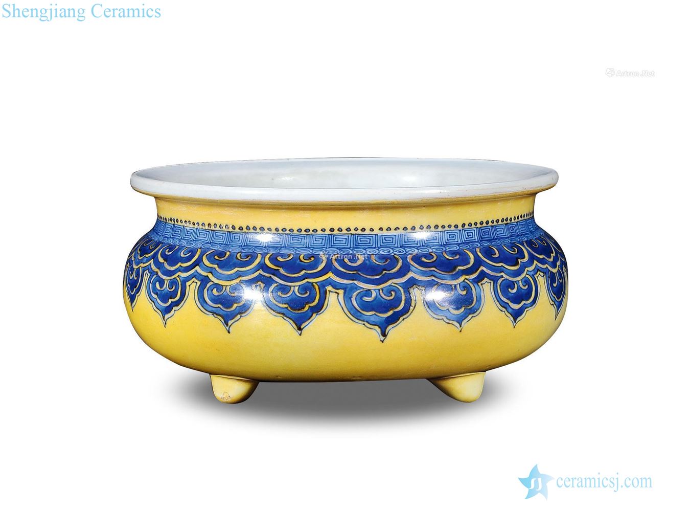 The qing emperor kangxi Yellow to blue and white furnace