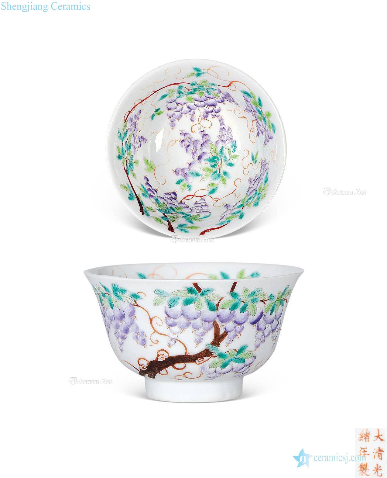 Pastel reign of qing emperor guangxu wisteria small bowl