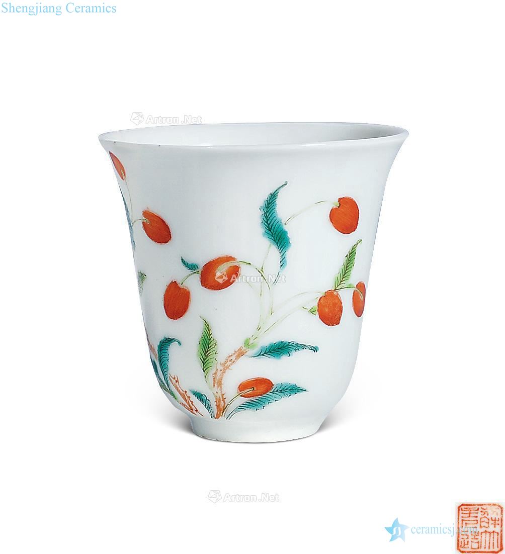 Qing daoguang Colorful medlar flowers the bell cup