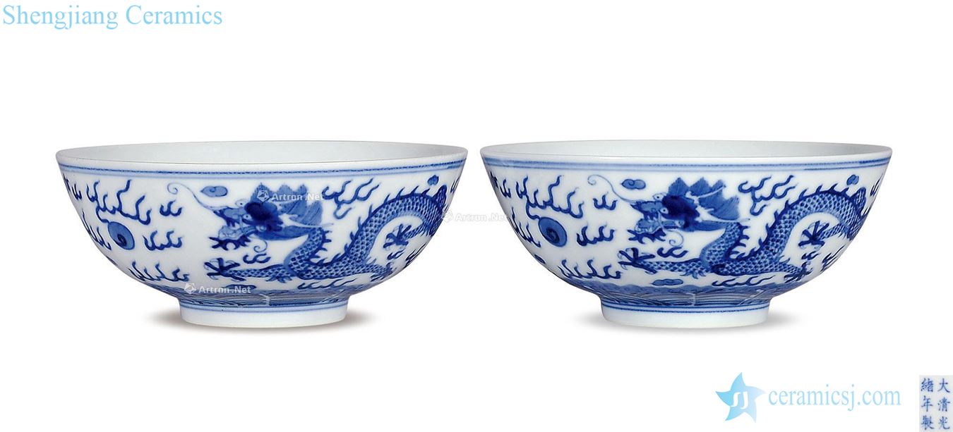 Qing guangxu Blue and white dragon bowl (a)