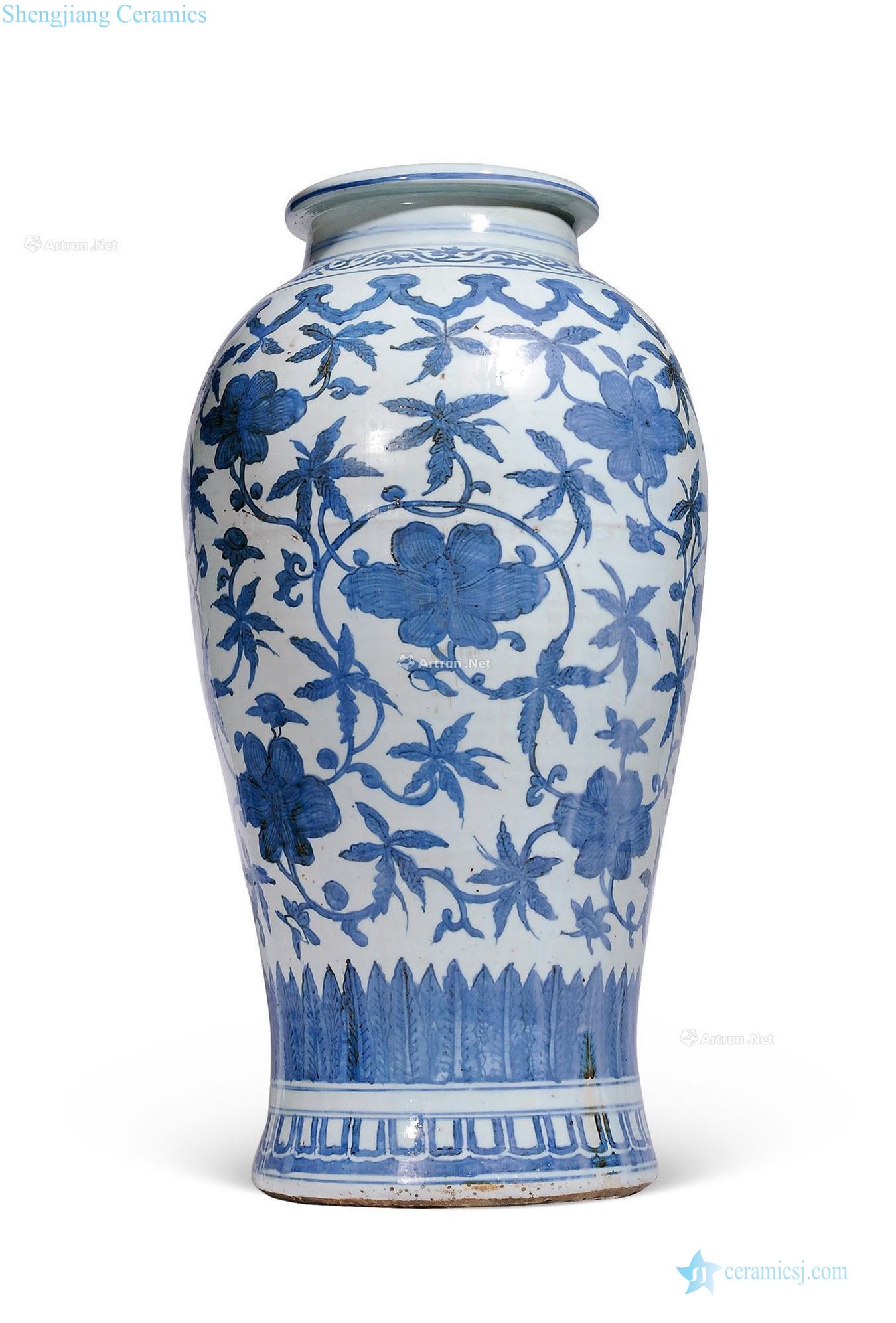 Ming jiajing Blue and white okra grain mei bottle