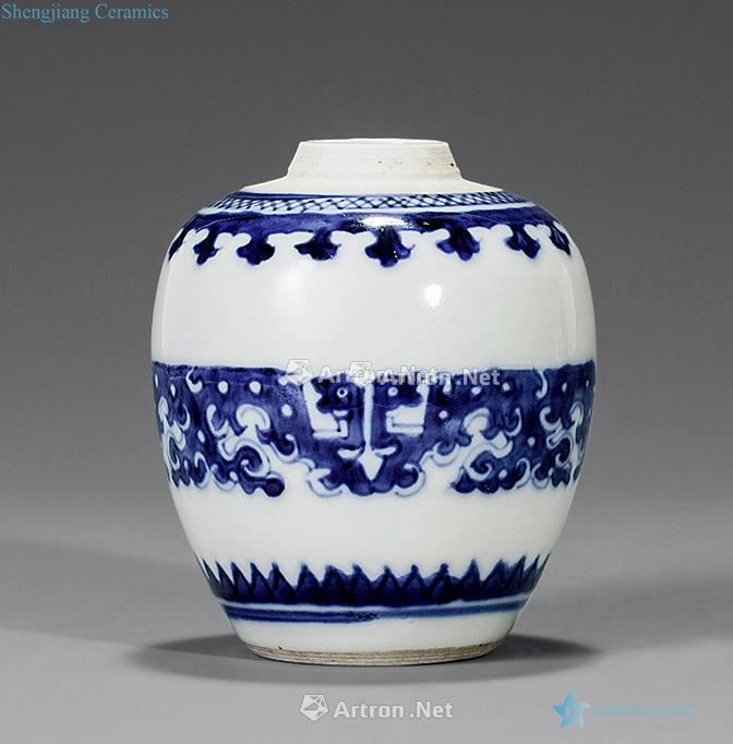qing Blue and white flowers grain tank cap