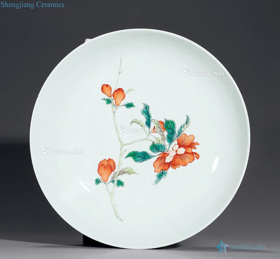 Qing guangxu pastel rose pattern plate
