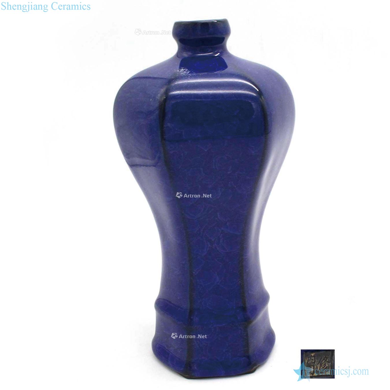 The southern song dynasty Kiln six Fang Mei sapphire blue bottle