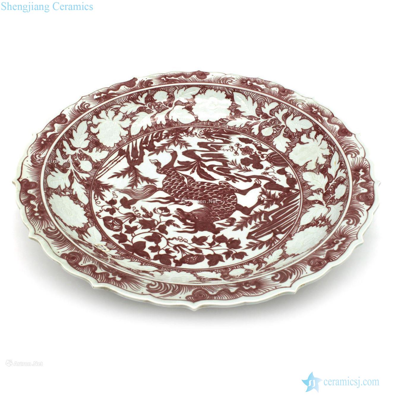 In the Ming dynasty Youligong red peony kirin kwai plate