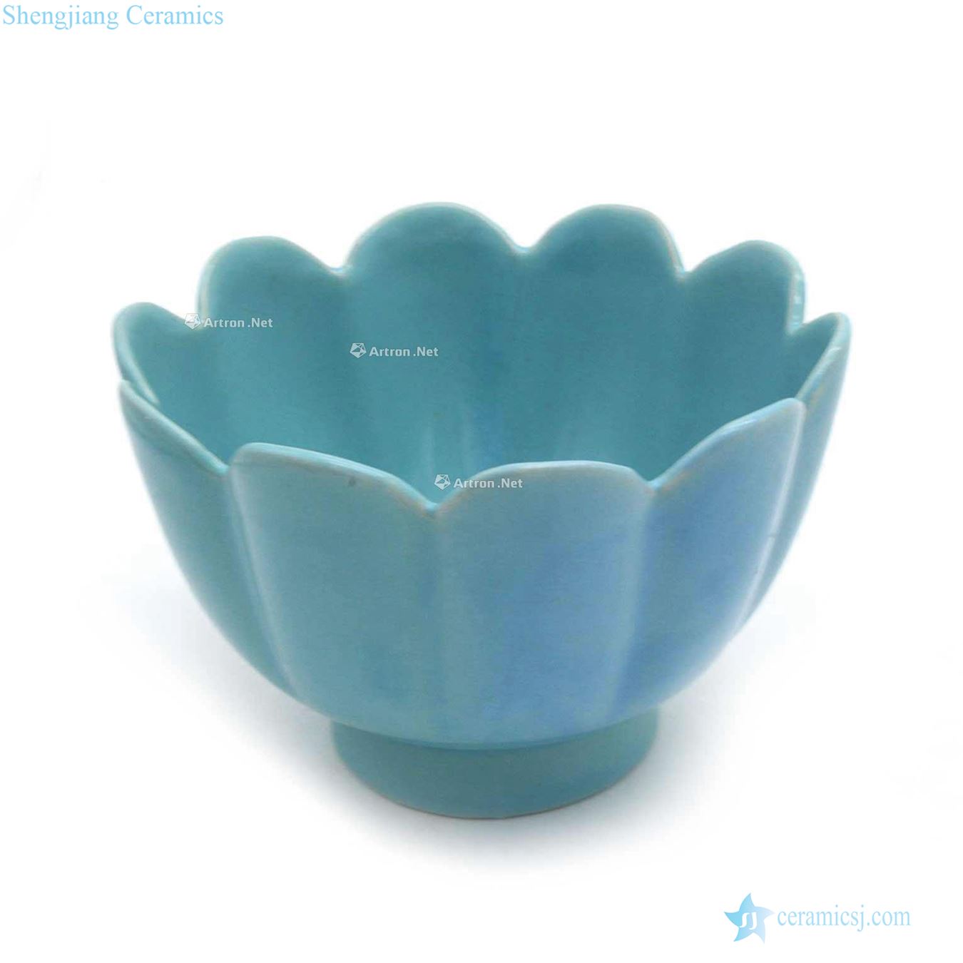 Your kiln azure glaze lotus-shaped bowl