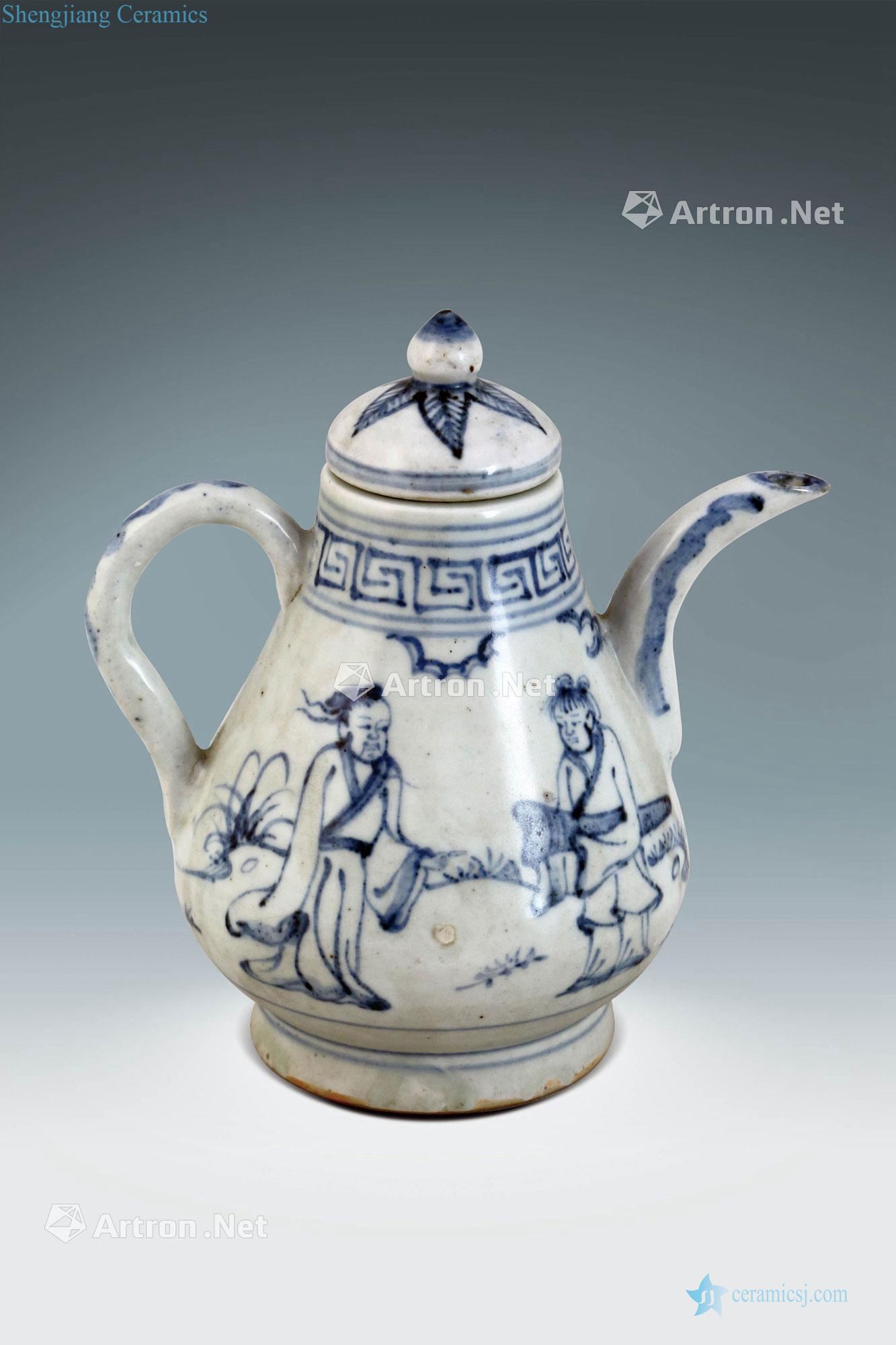 Qing dynasty blue and white lines CiHu characters