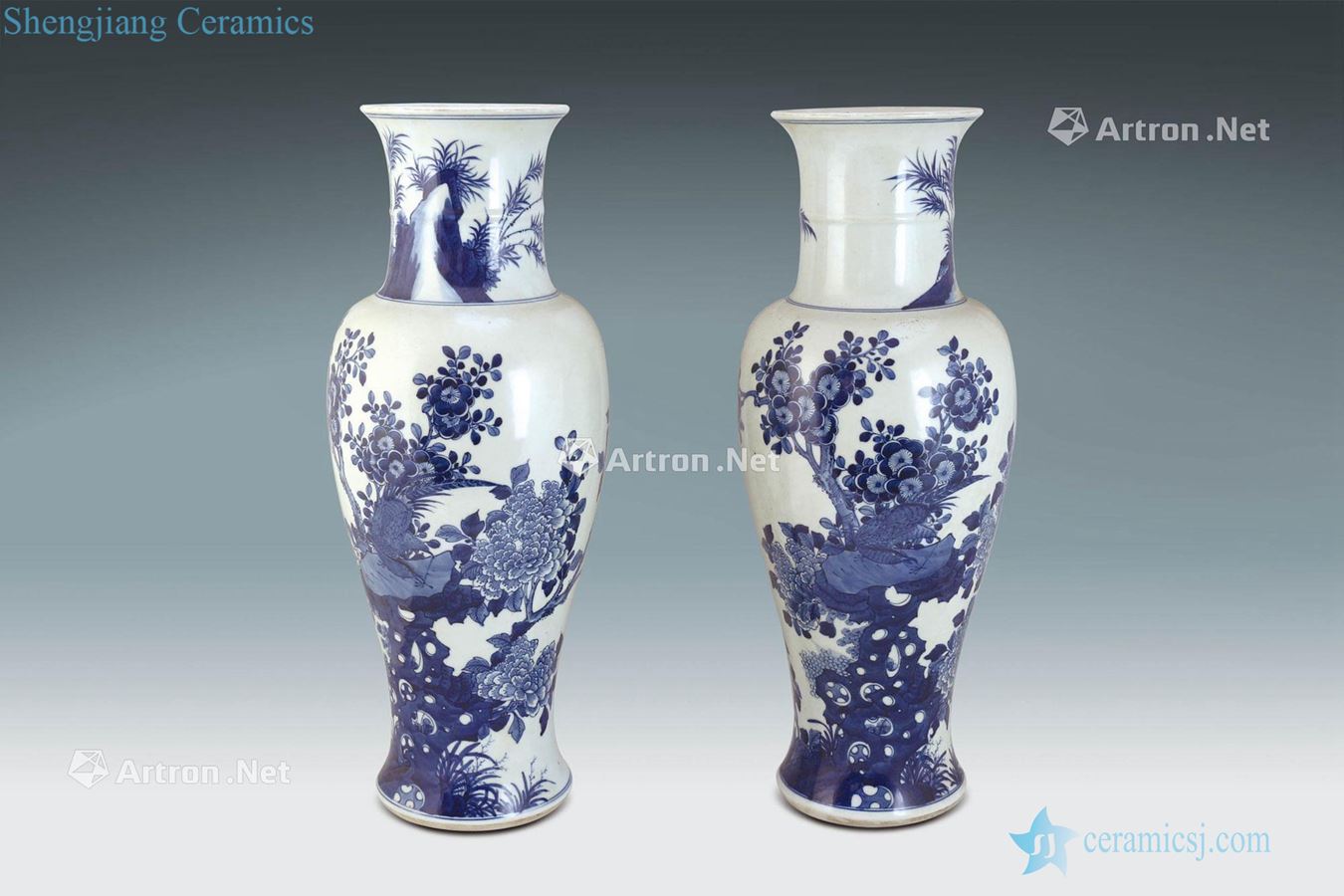 Qing dynasty blue and white flower grain bottle (a)