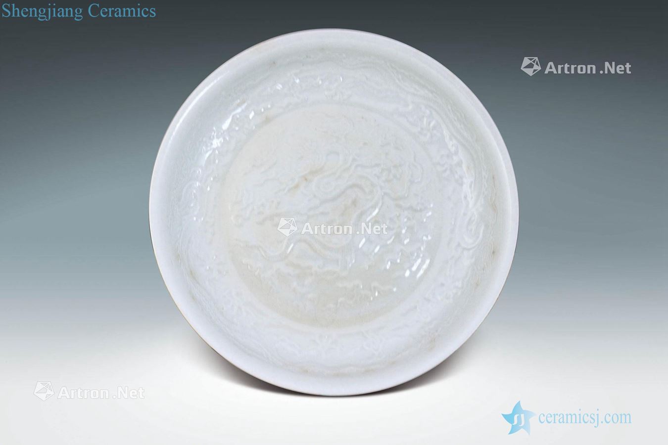Ming White glazed dragon disc
