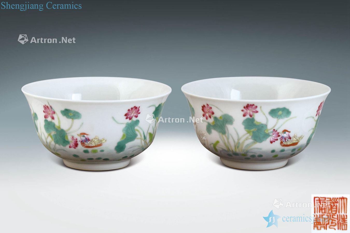 Clear pastel lotus pond green-splashed bowls